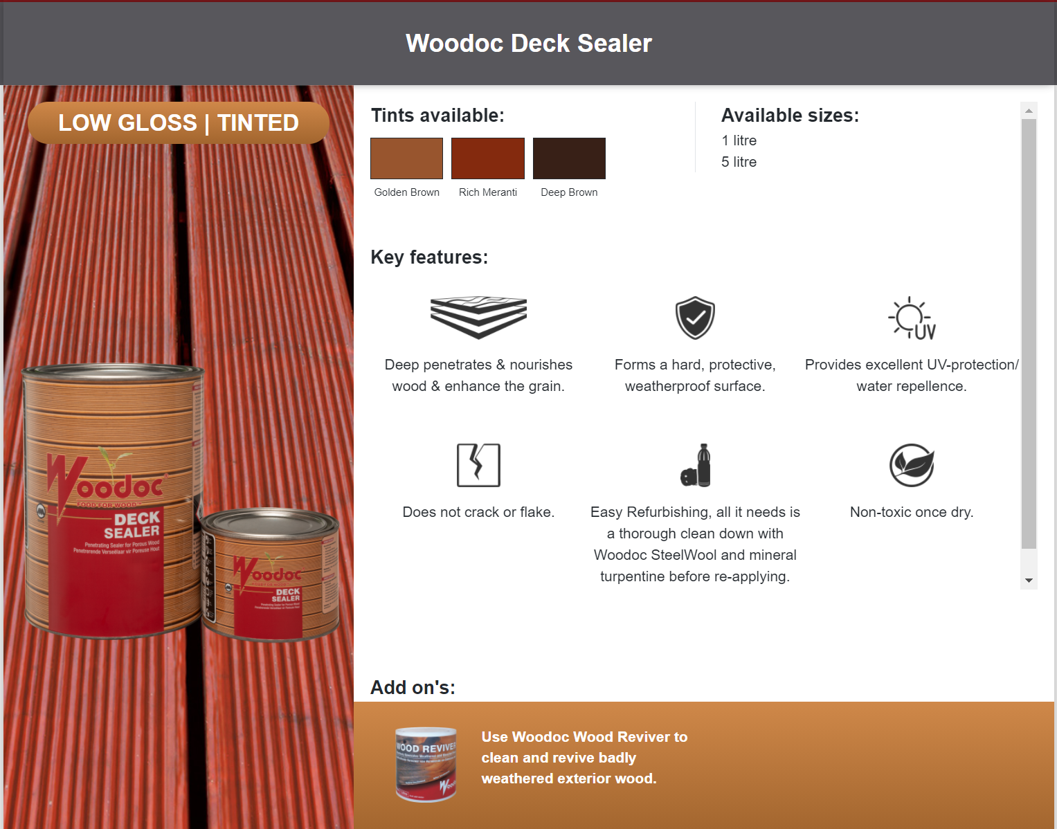 Woodoc Deck Sealer (Prices from)