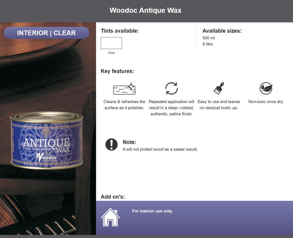 Woodoc Antique Wax (Prices From)