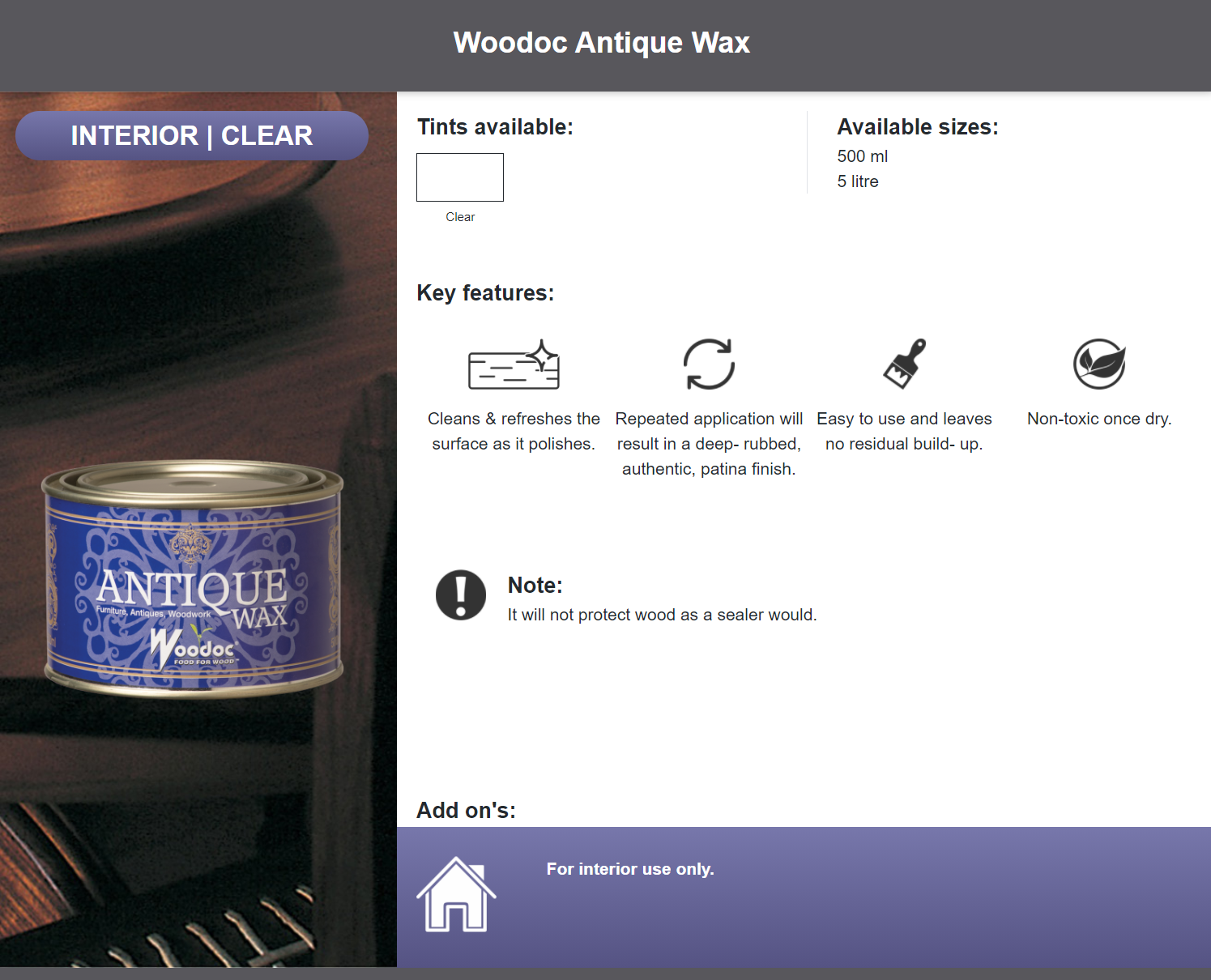 Woodoc Antique Wax (Prices From)