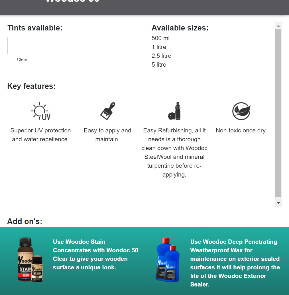 Woodoc 50 Matt (Prices From)