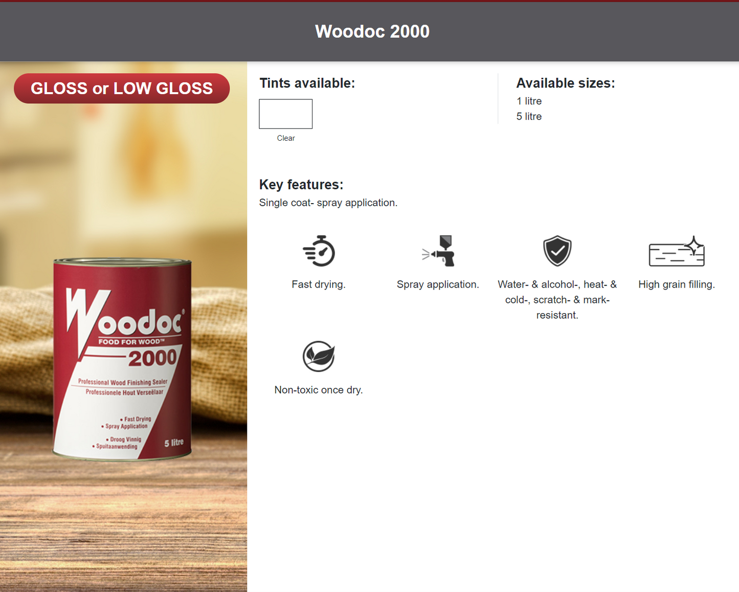 Woodoc 2000 Interior Professional Wood Finishing Sealer