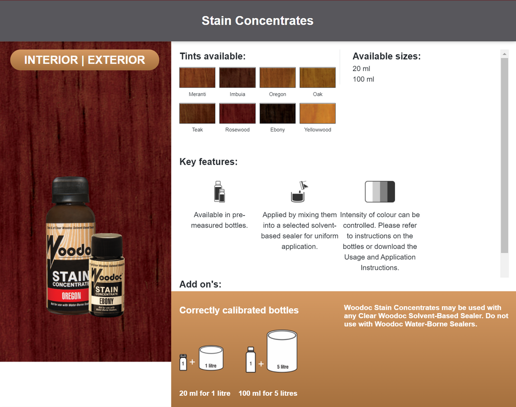Woodoc Stain Concentrates