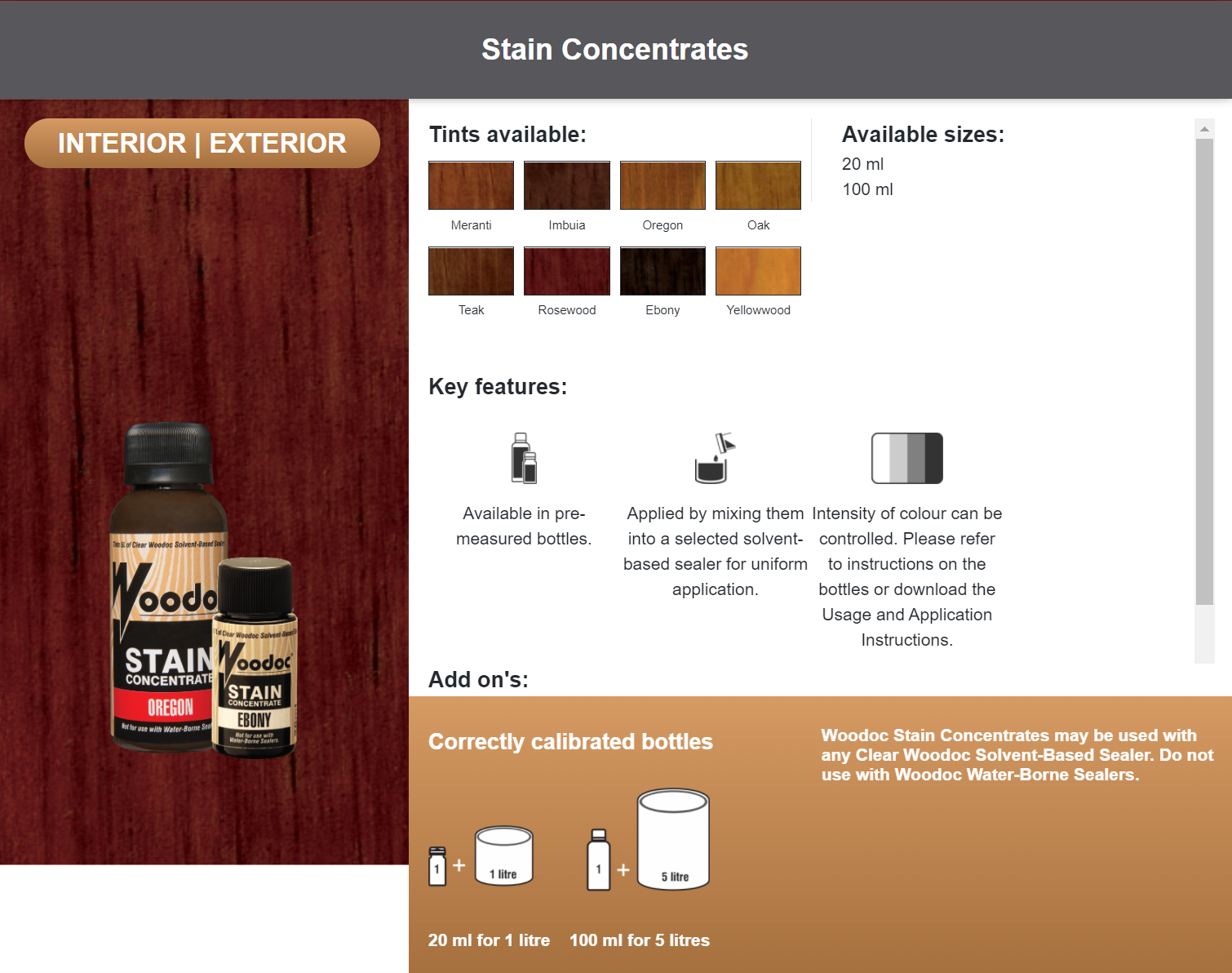 Woodoc Stain Concentrates